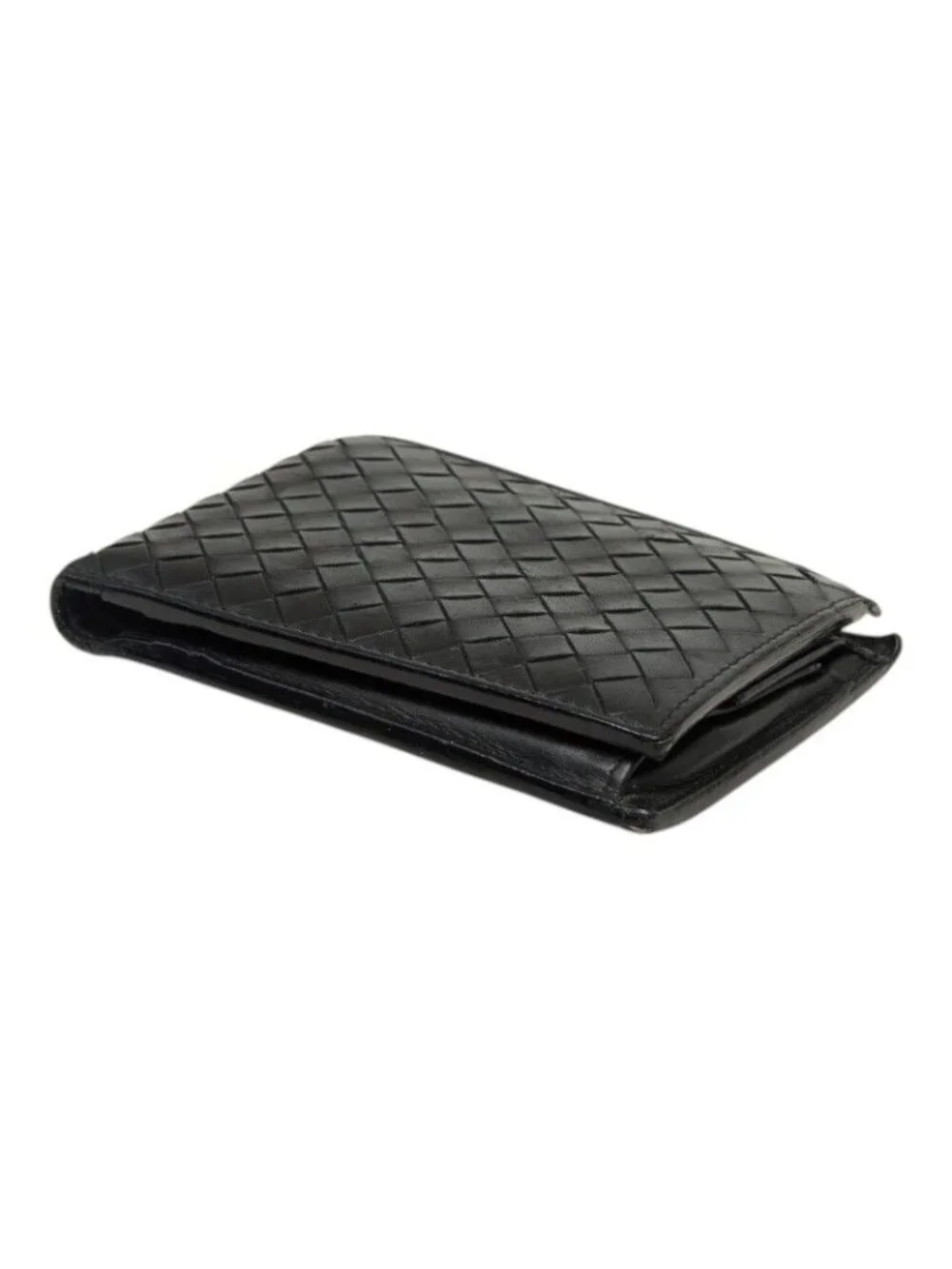 Bottega Veneta Intretchart Bifold Wallet Black Leather